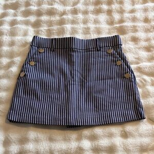 Striped Navy Mini Skirt with Button Detail
